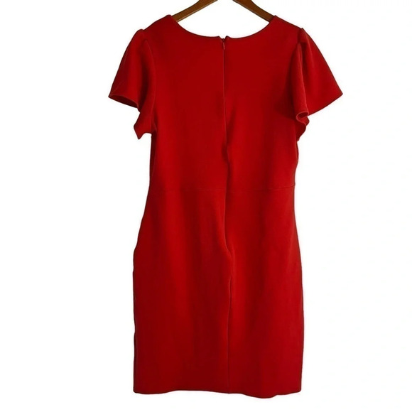 Fashion to Figure Coral Pink Orange Dress 2X V Neck Short Sleeves Ruched Side - Picture 2 of 7